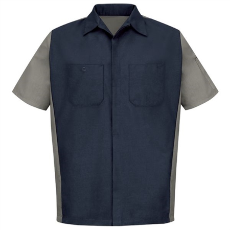 WORKWEAR OUTFITTERS Men's Short Sleeve Two-Tone Crew Shirt Charcoal/Grey, Medium SY20CG-SS-M